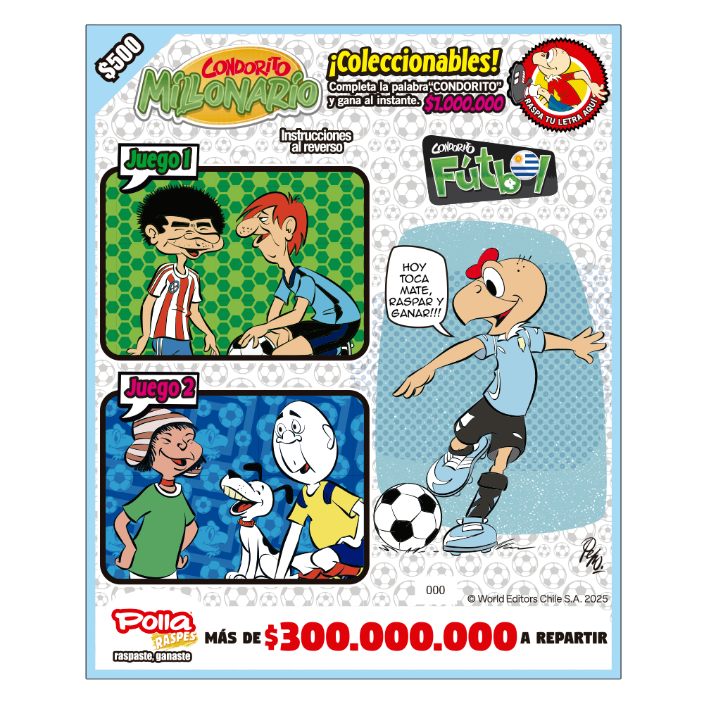 Raspe Condorito $500 Fútbol Uruguay