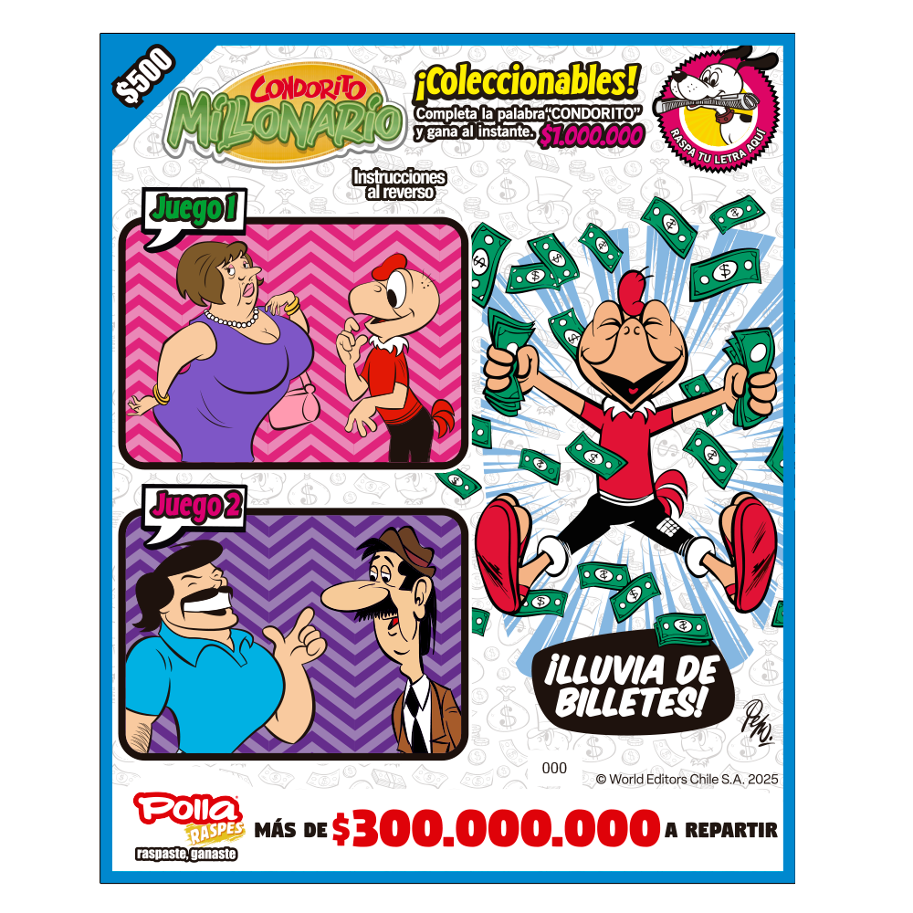 Raspe Condorito $500 Comic - Lluvia de billetes