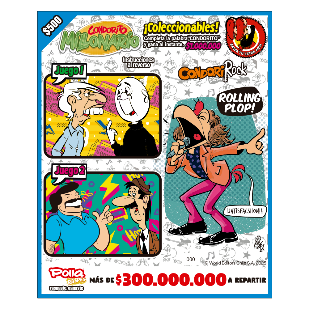 Raspe Condorito $500 Musica - Rolling pop