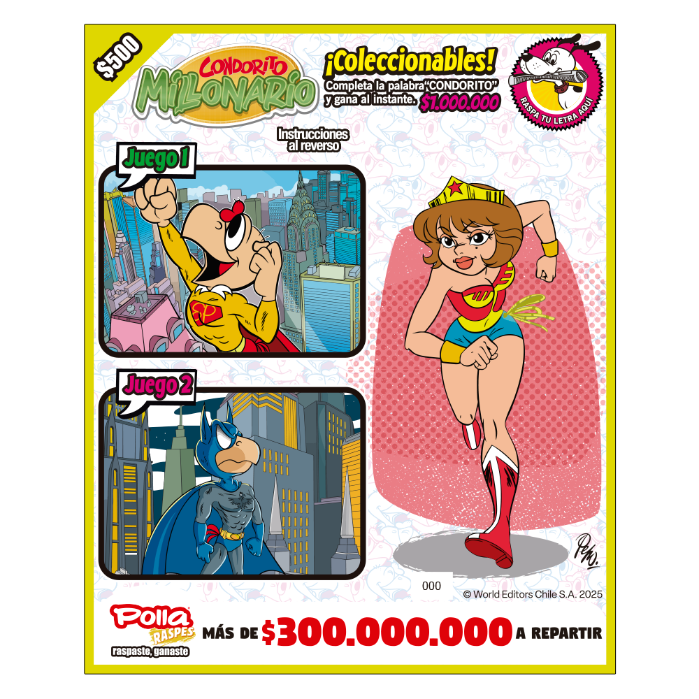 Raspe Condorito $500 Super-Héroes - Mujer maravilla