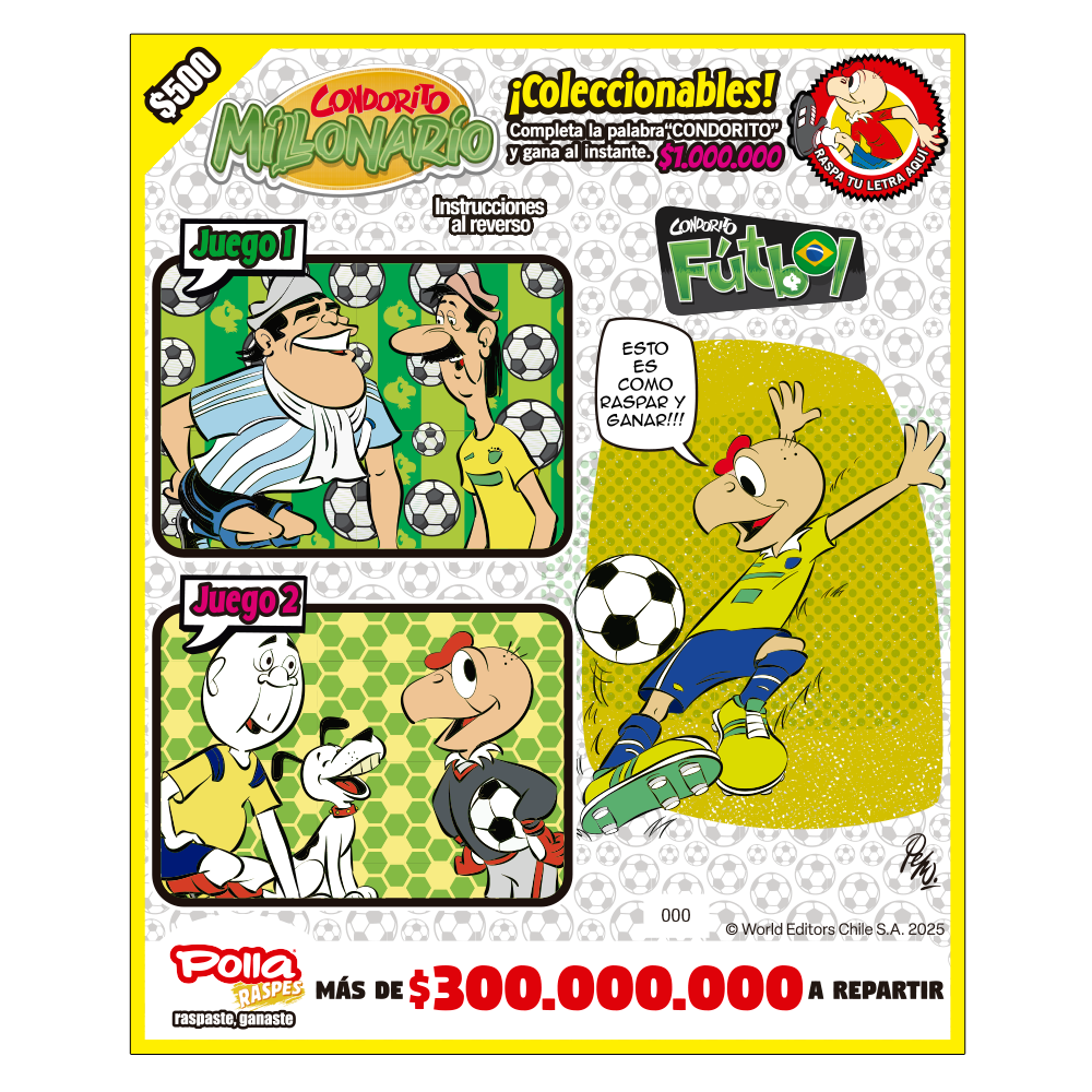 Raspe Condorito $500 Fútbol Brasil
