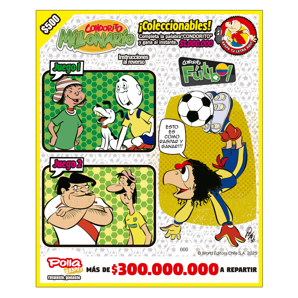 Raspe Condorito $500 Fútbol Colombia
