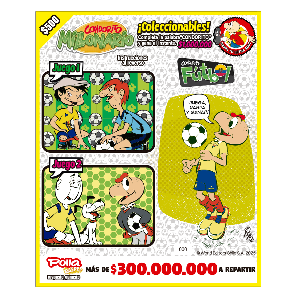 Raspe Condorito $500 Fútbol Ecuador