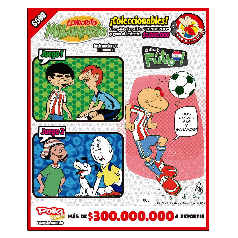 Raspe Condorito $500 Fútbol Paraguay