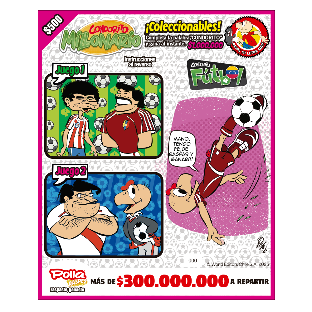 Raspe Condorito $500 Fútbol Venezuela