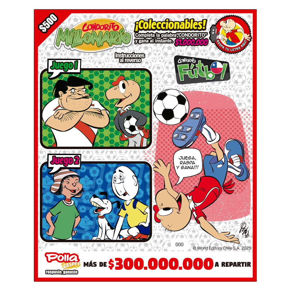 Raspe Condorito $500 Fútbol Chile