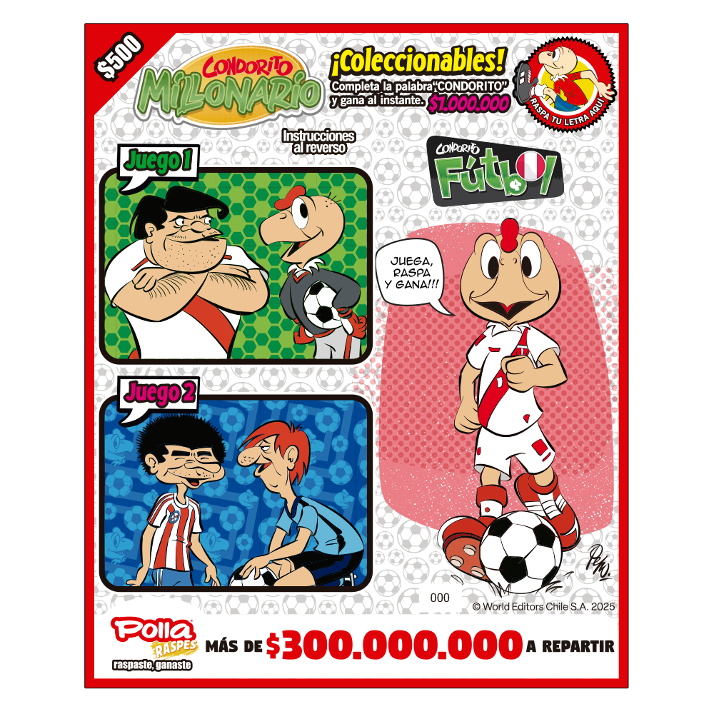 Raspe Condorito $500 Fútbol Perú